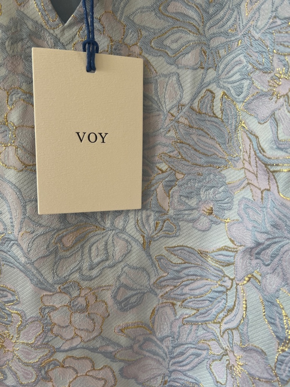 VOY Pastel Blue Floral Puff-Sleeve Blouse - Picture 3 of 11